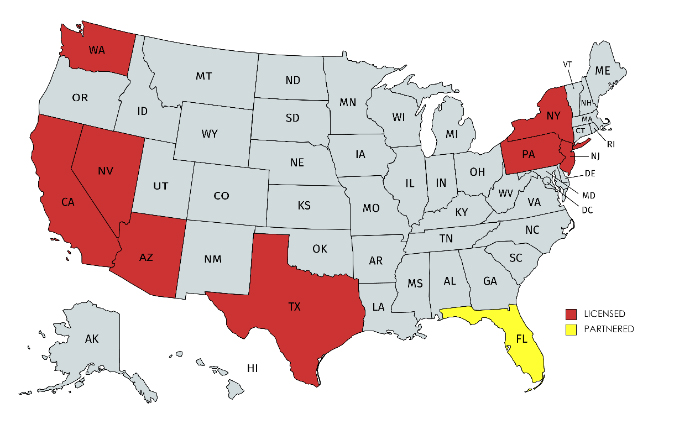 Map of service regions