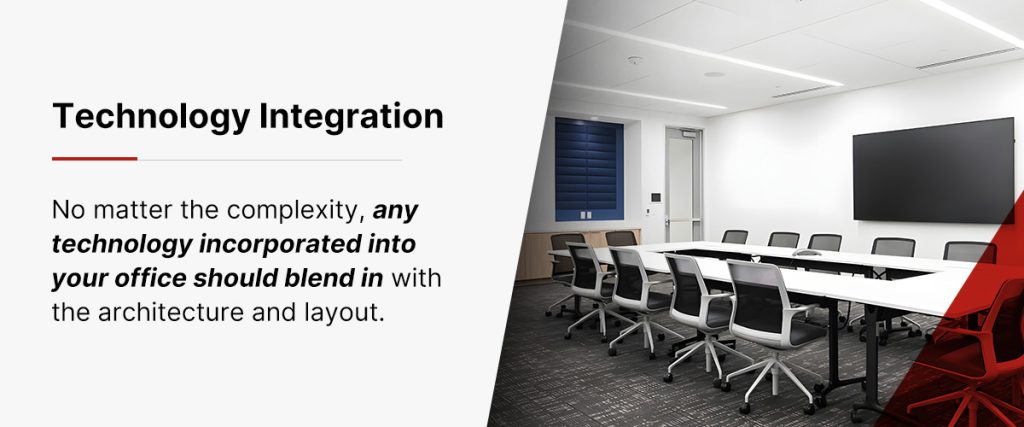 No matter the complexity, any technology incorporated into your office should blend in with the architecture and layout. 