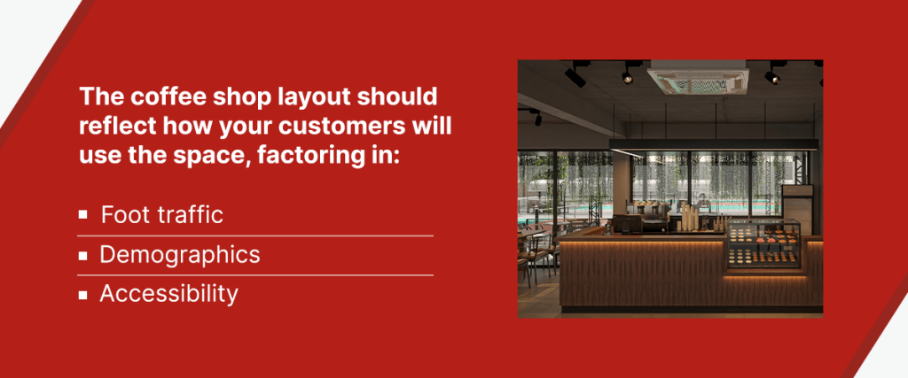 The coffee shop layout should reflect how your customers will use the space.